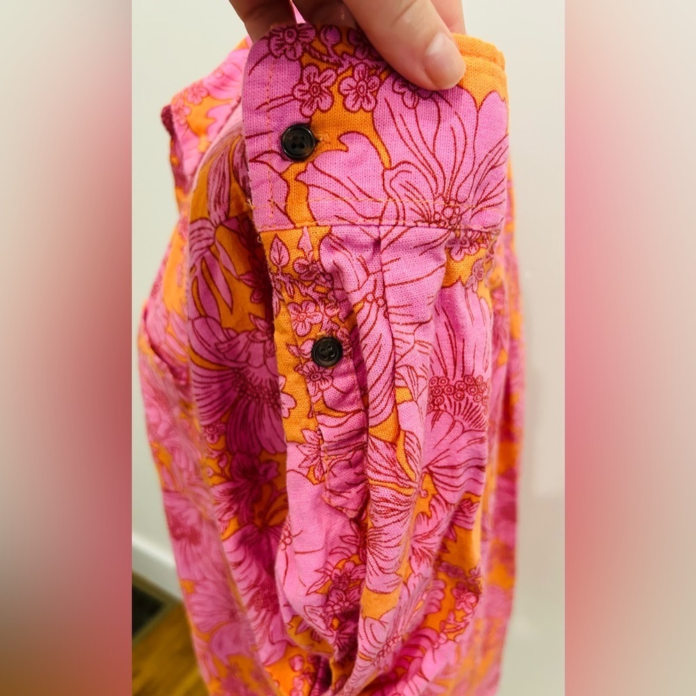 Universal Thread Vibrant Pink and Orange button down shirt women small tropical - Picture 4 of 7